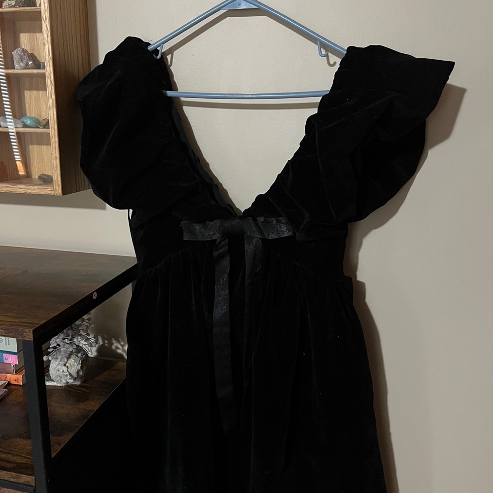 Endless Rose Black Babydoll Dress with Flutter Sleeves